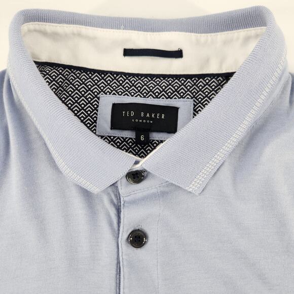 Ted Baker Classic Pocket Polo Shirt Mens 6/ XXL Blue Preppy Luxe Casual - Picture 3 of 8